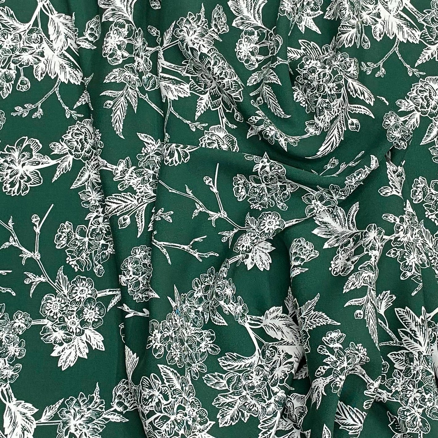 3 Metres, Premium Quality, Printed Dressmaking Viscose - 55" Wide (Bottle Green)
