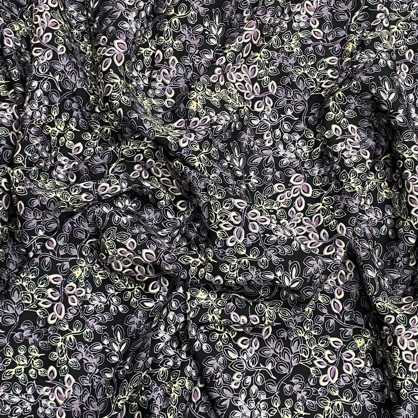 3 Metres, Premium Quality, Printed Dressmaking Viscose - 55" Wide (Black & Grey)