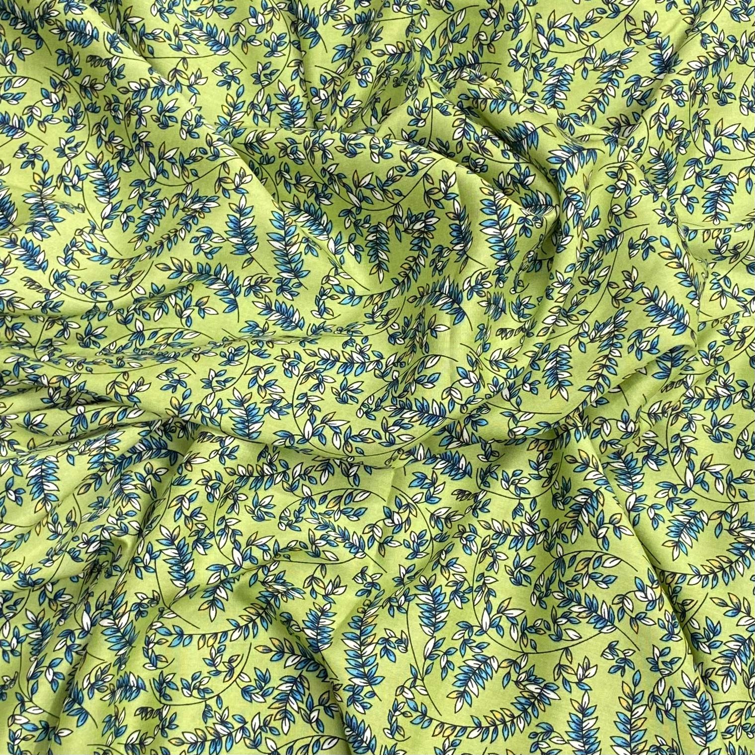 3 Metres, Premium Quality, Printed Dressmaking Viscose - 55" Wide (Green)