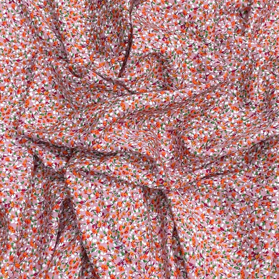 3 Metres, Premium Quality, Printed Dressmaking Viscose - 55" Wide (Pink)