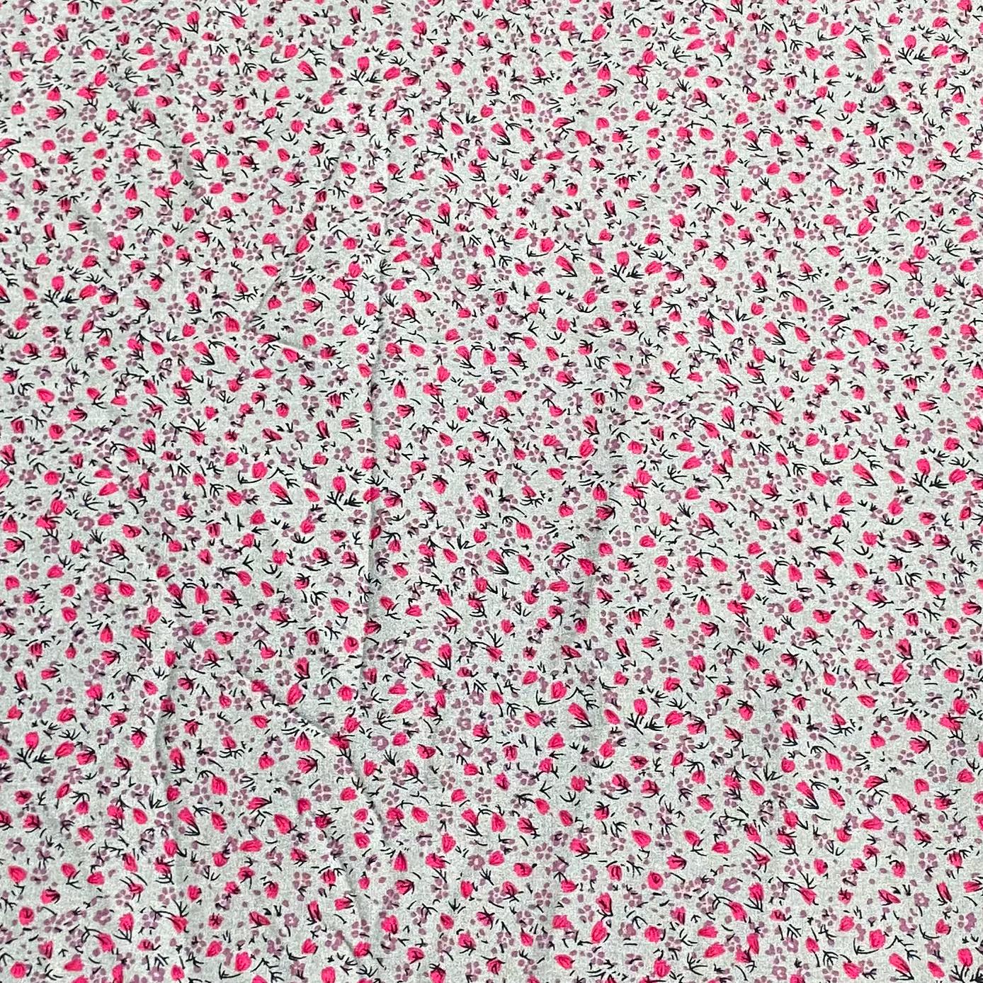 3 Metres, Premium Quality, Printed Dressmaking Viscose - 55" Wide (Grey & Pink)