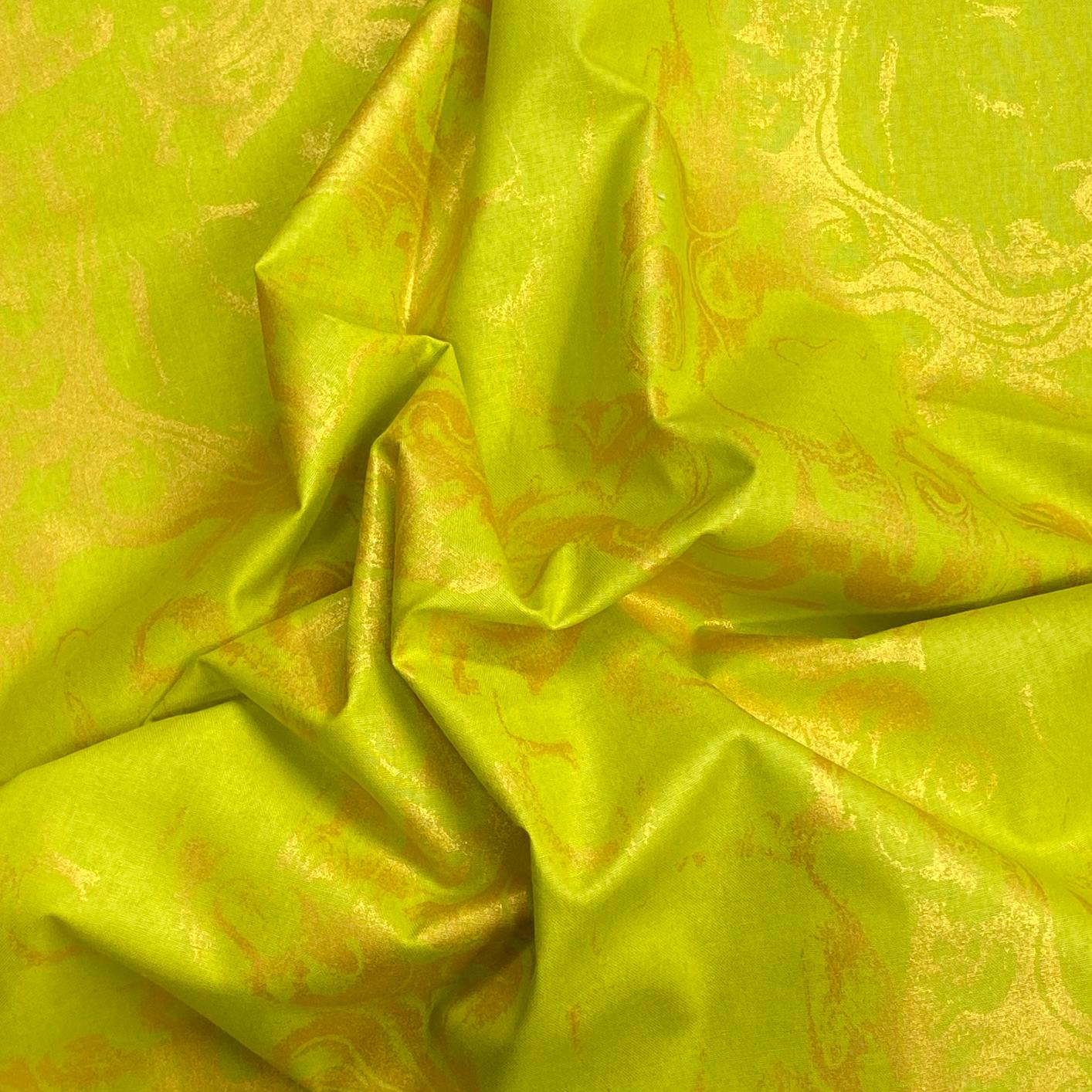 Per Metre Digitally Printed Gold Foil 100% Cotton- 45" Wide (Sun)