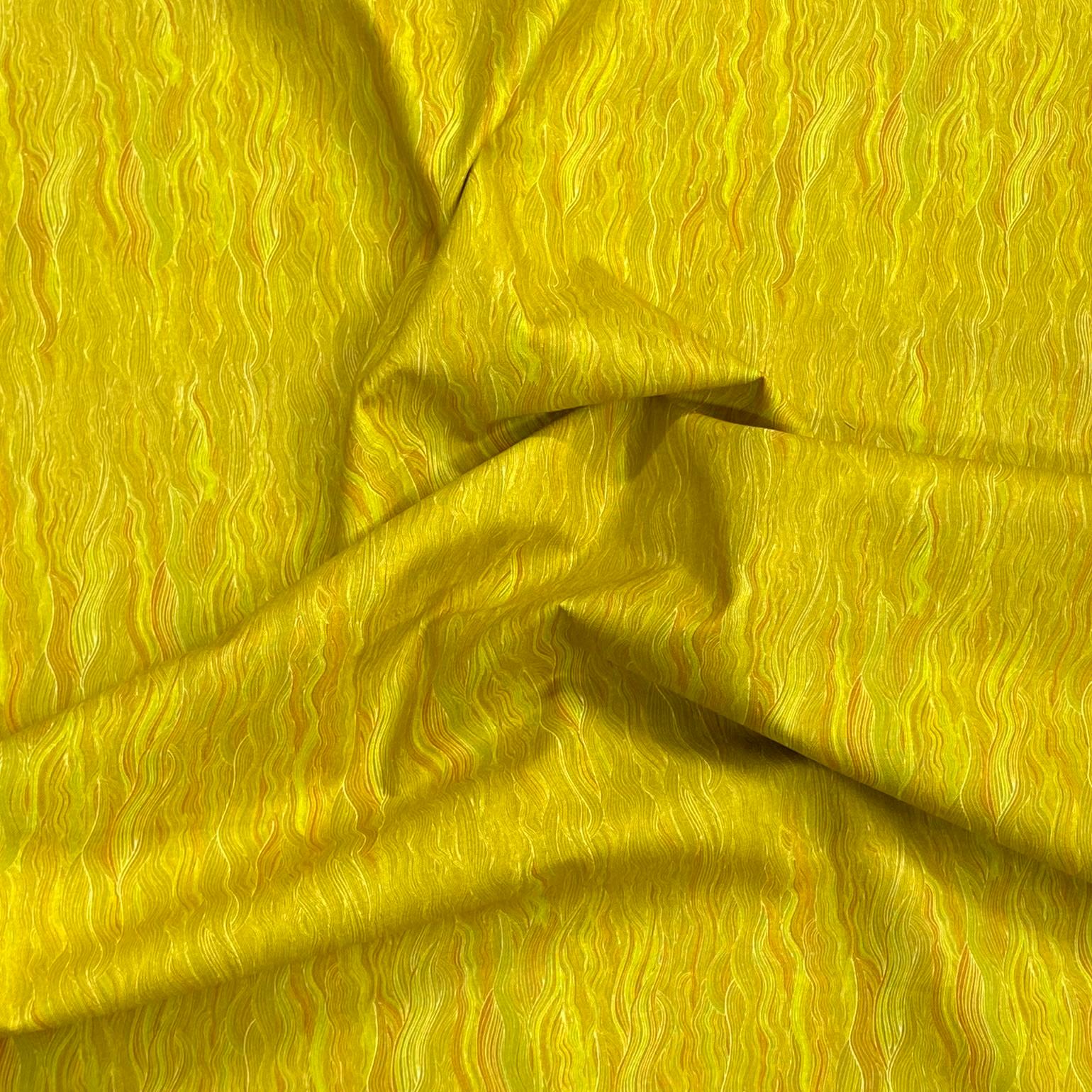Per Metre Digitally Printed Gold Foil 100% Cotton- 45" Wide (Yellow)