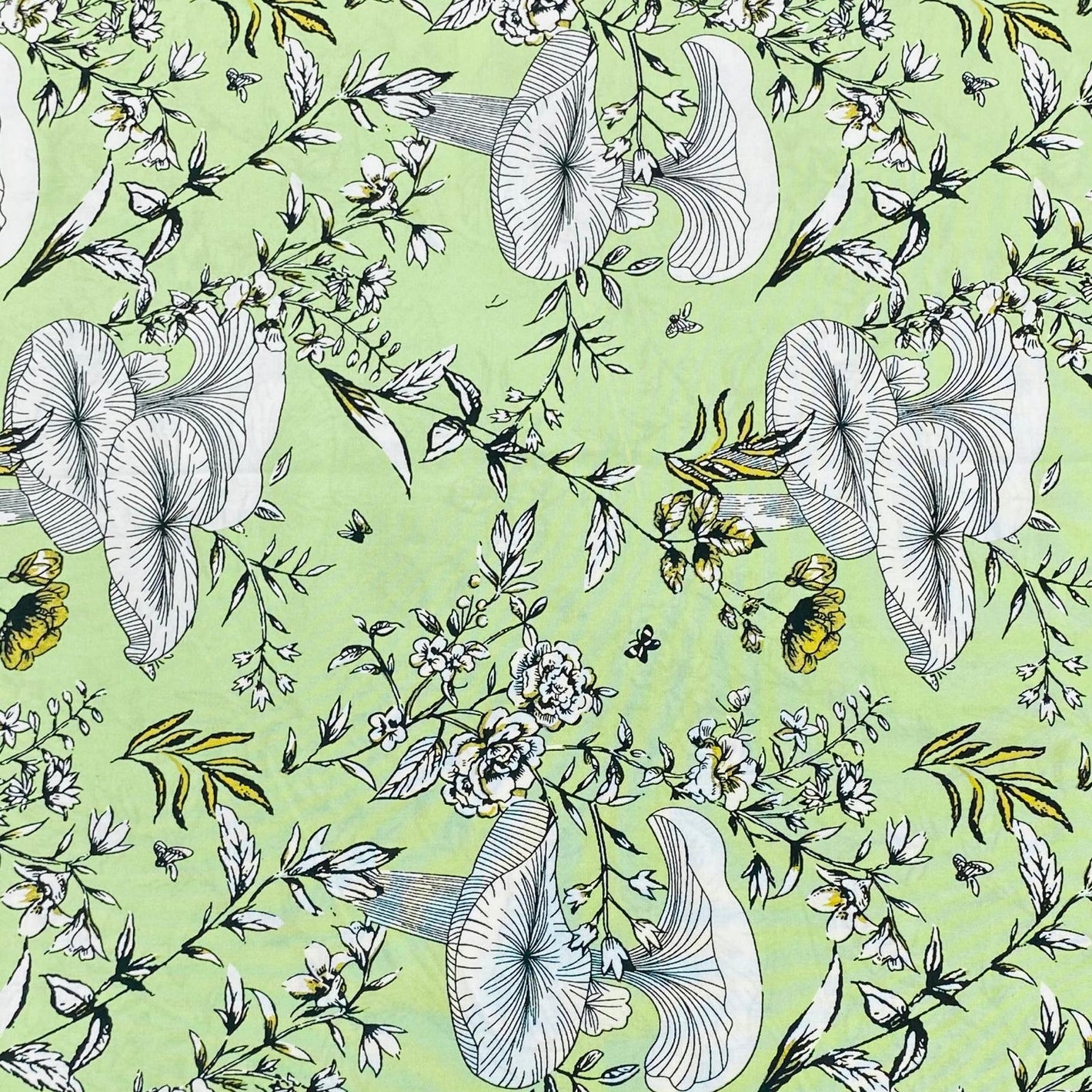3 Metres, Premium Quality, Printed Dressmaking Viscose - 55" Wide (Green)