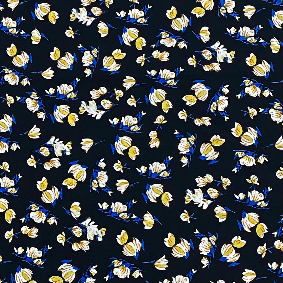 3 Metres, Premium Quality, Printed Dressmaking Viscose - 55" Wide (Black)