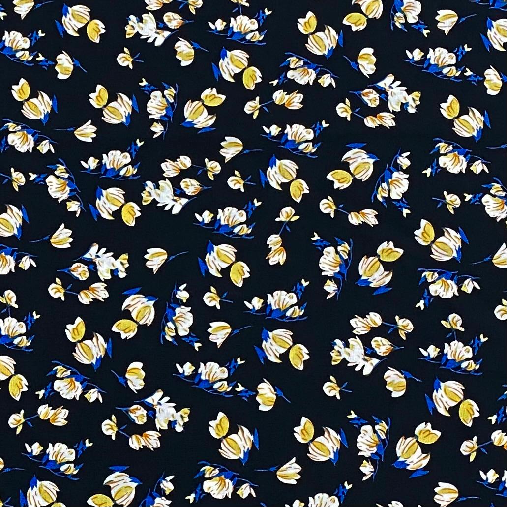 3 Metres, Premium Quality, Printed Dressmaking Viscose - 55" Wide (Black)