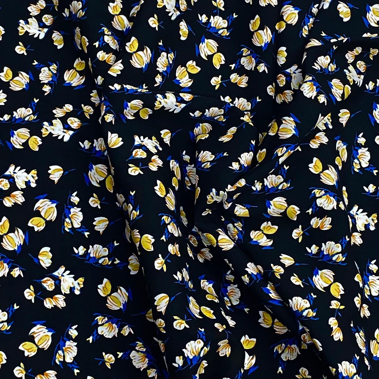 3 Metres, Premium Quality, Printed Dressmaking Viscose - 55" Wide (Black)