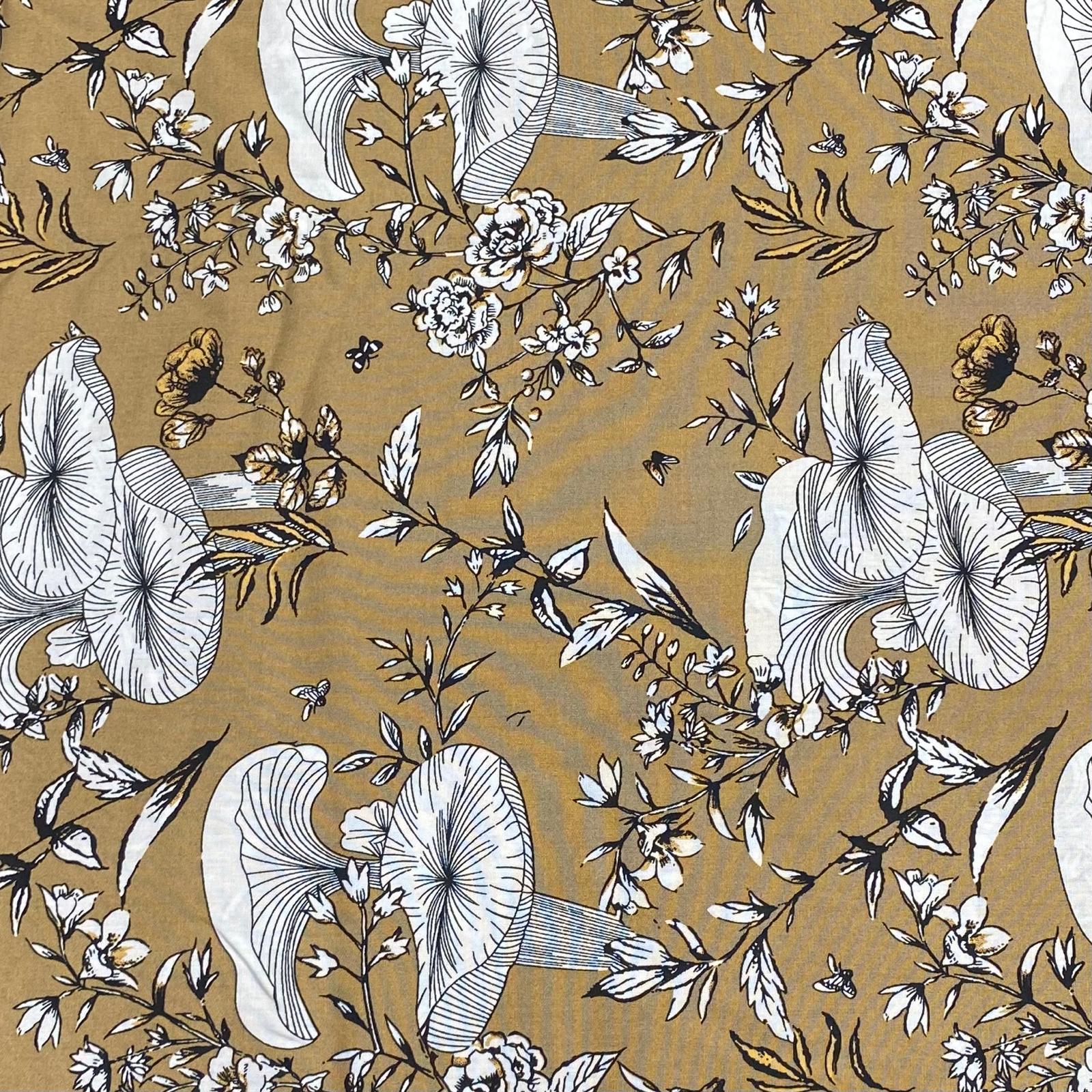 3 Metres, Premium Quality, Printed Dressmaking Viscose - 55" Wide (Gold)