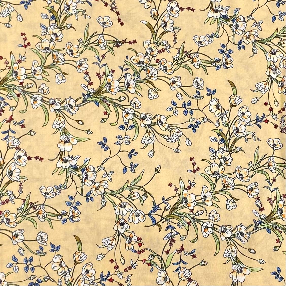 3 Metres, Premium Quality, Printed Dressmaking Viscose - 55" Wide (Yellow)