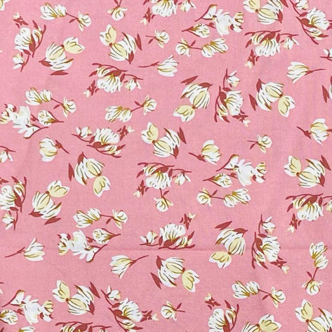 3 Metres, Premium Quality, Printed Dressmaking Viscose - 55" Wide (Pink)
