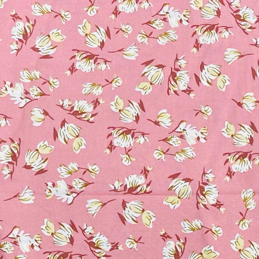 3 Metres, Premium Quality, Printed Dressmaking Viscose - 55" Wide (Pink)