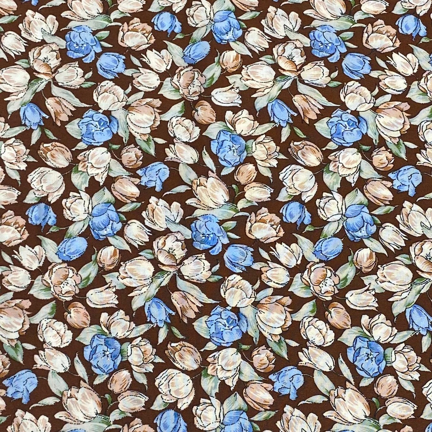 3 Metres, Premium Quality, Printed Dressmaking Viscose - 55" Wide (Brown)
