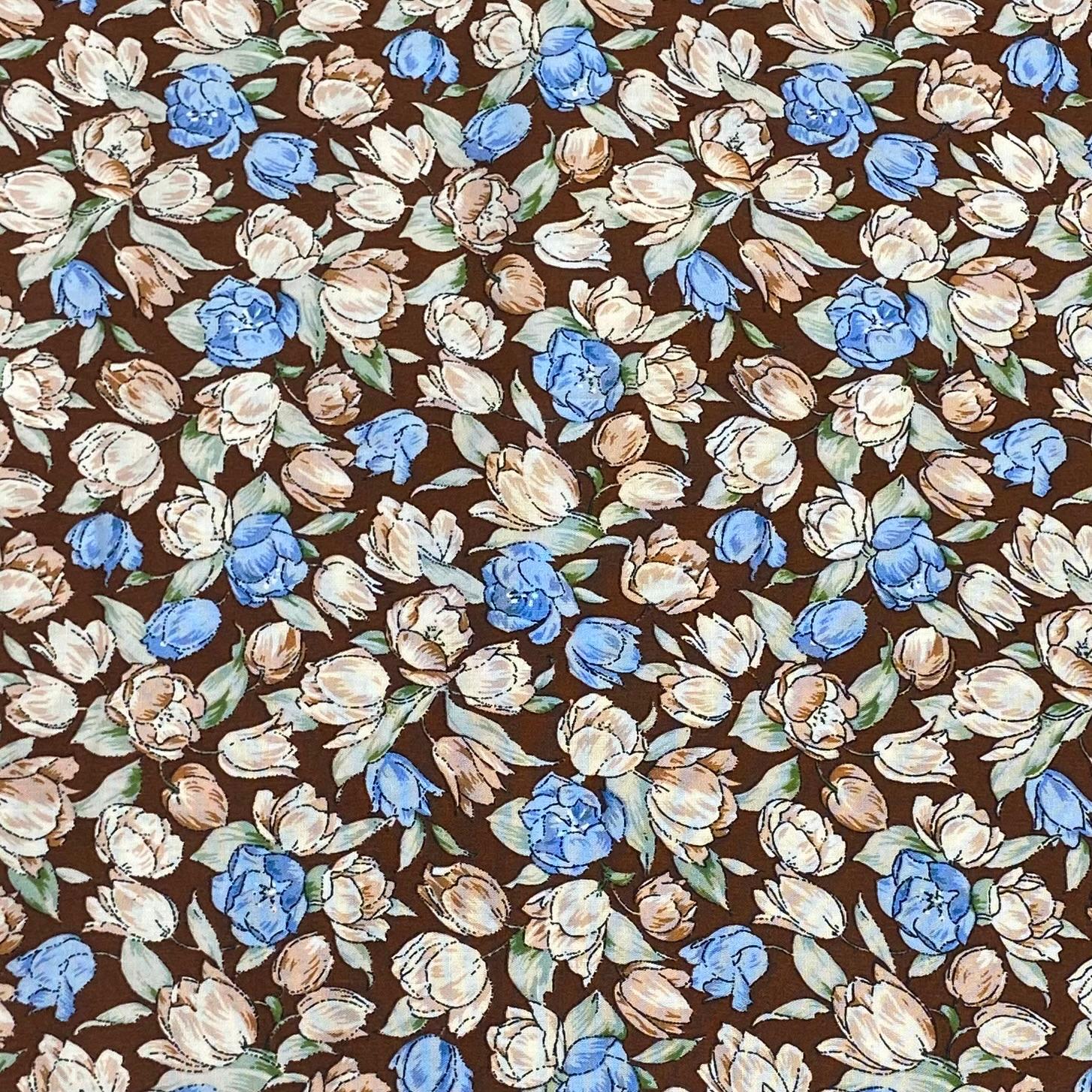 3 Metres, Premium Quality, Printed Dressmaking Viscose - 55" Wide (Brown)