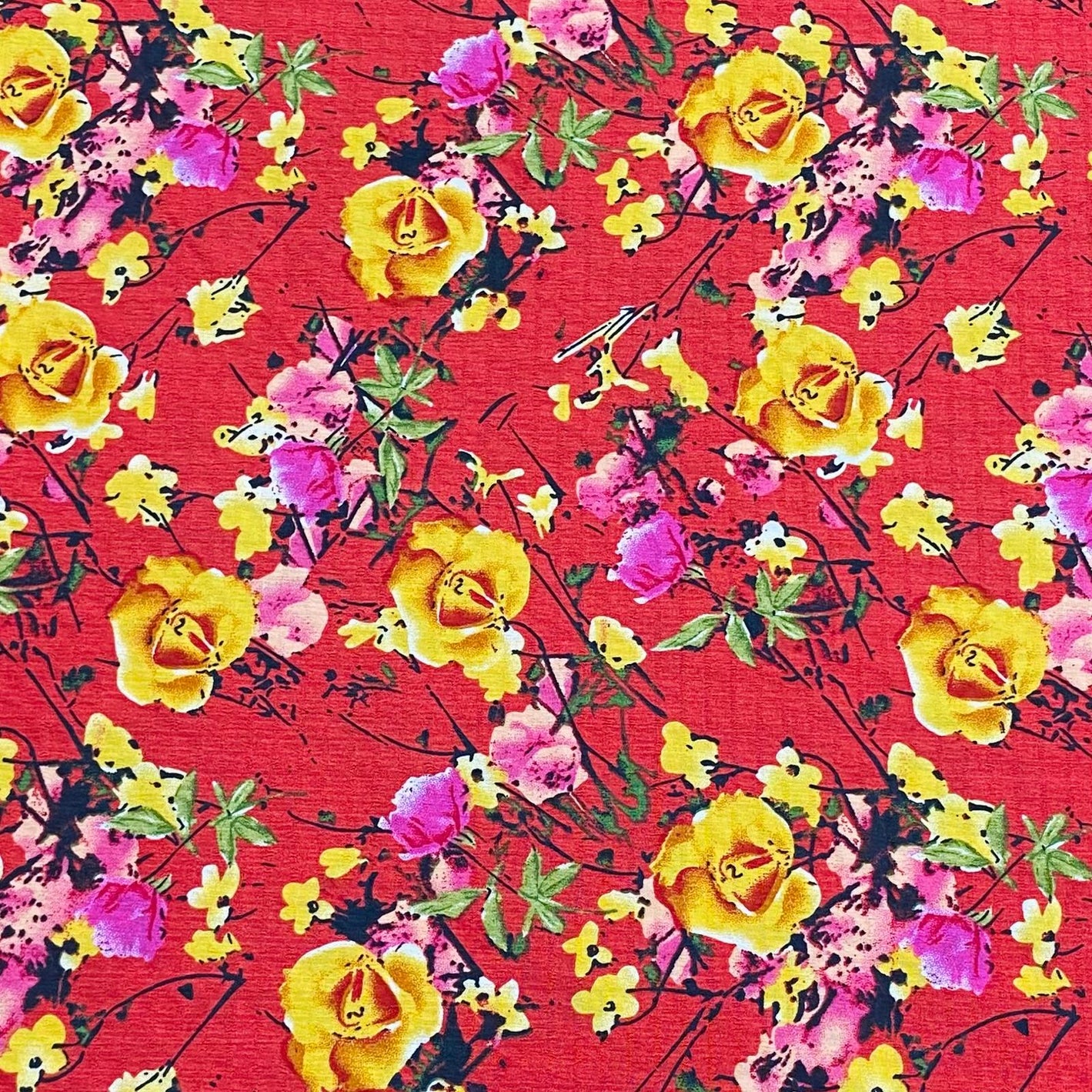 3 Metres Luxury Soft Printed Crepe - 55" Wide (Red)