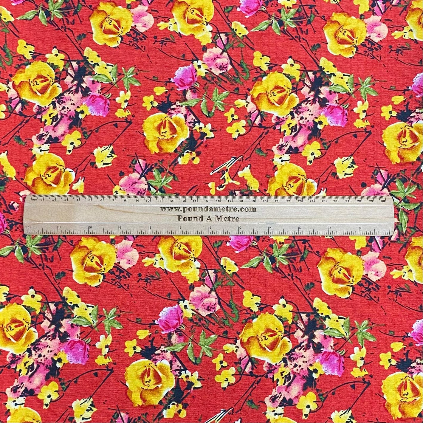 3 Metres Luxury Soft Printed Crepe - 55" Wide (Red)