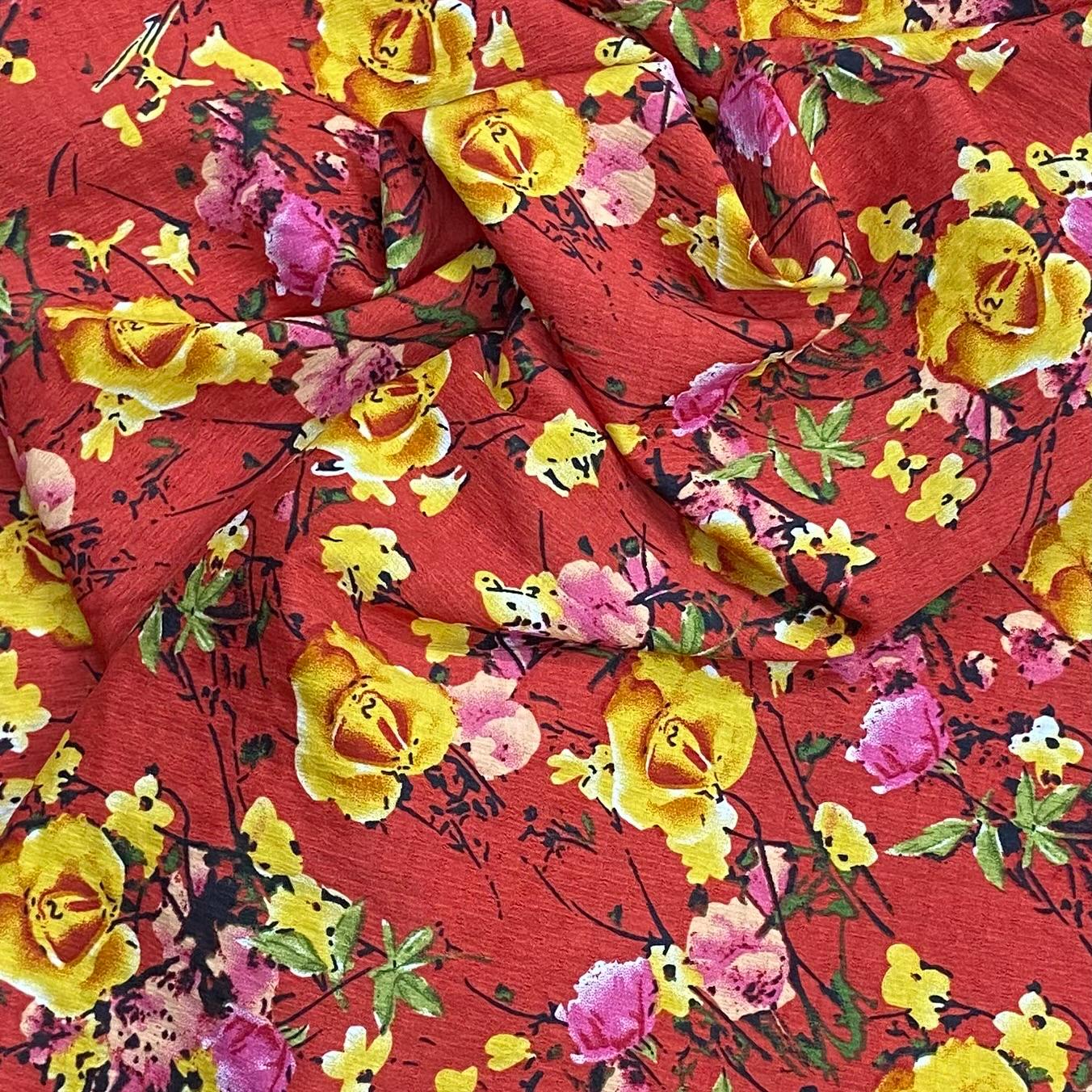 3 Metres Luxury Soft Printed Crepe - 55" Wide (Red)