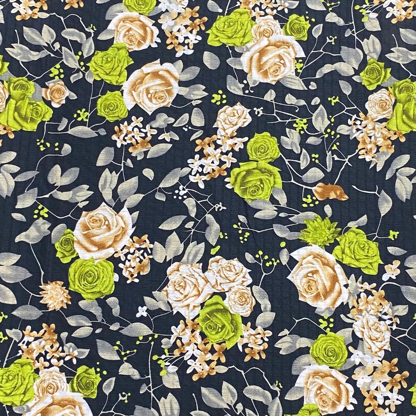 3 Metres Luxury Soft Printed Crepe - 55" Wide (Black & Green)