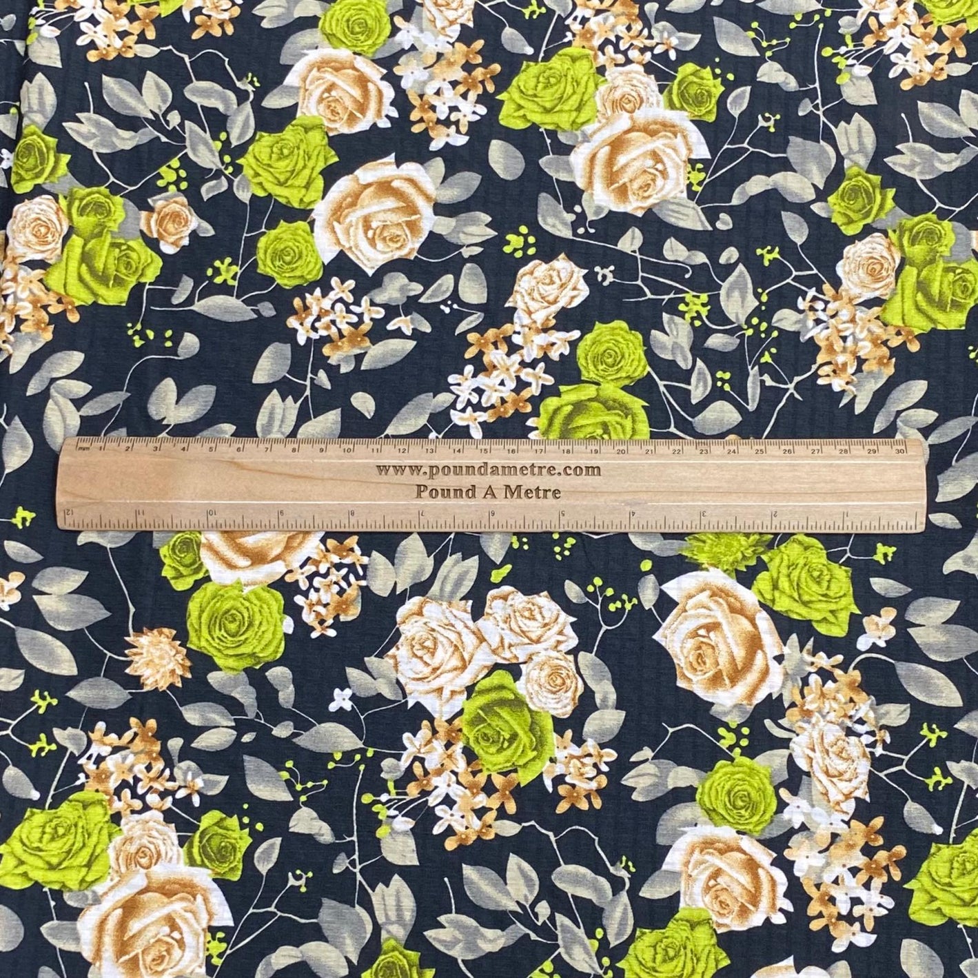 3 Metres Luxury Soft Printed Crepe - 55" Wide (Black & Green)