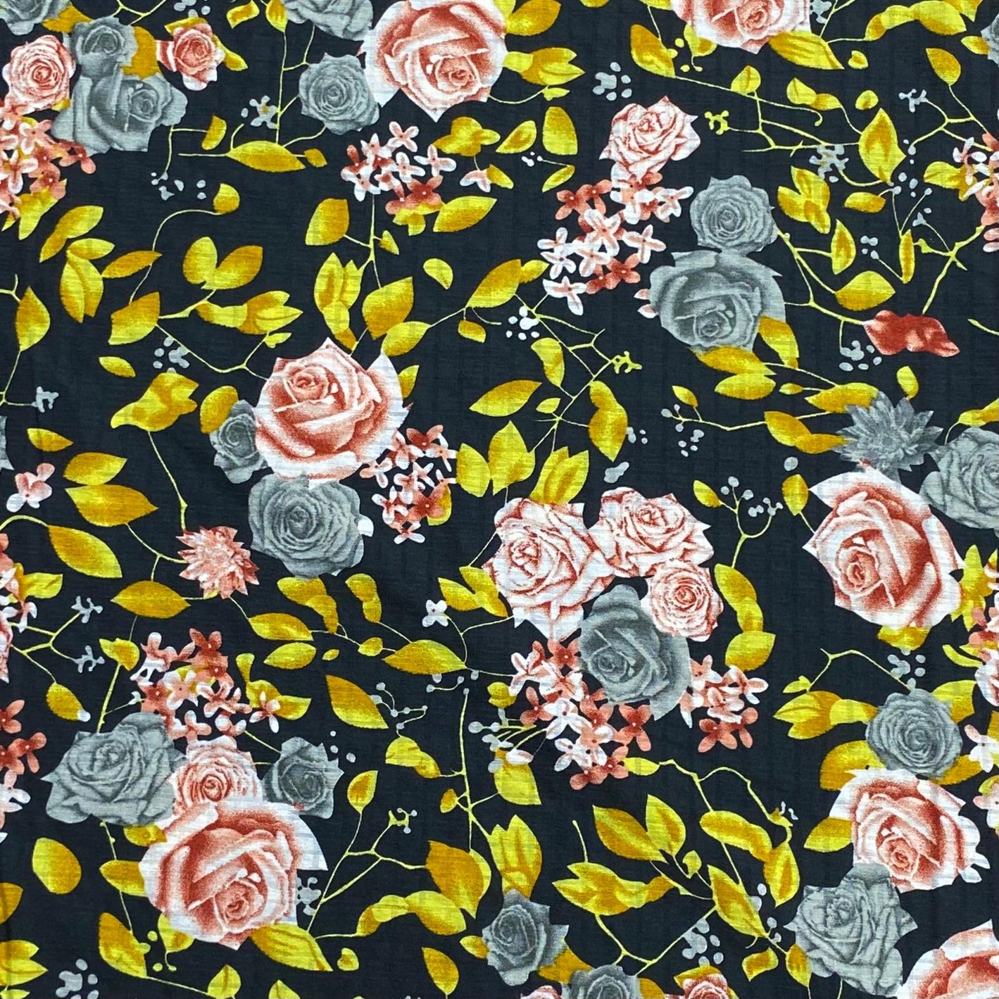 3 Metres Luxury Soft Printed Crepe - 55" Wide (Black & Yellow)