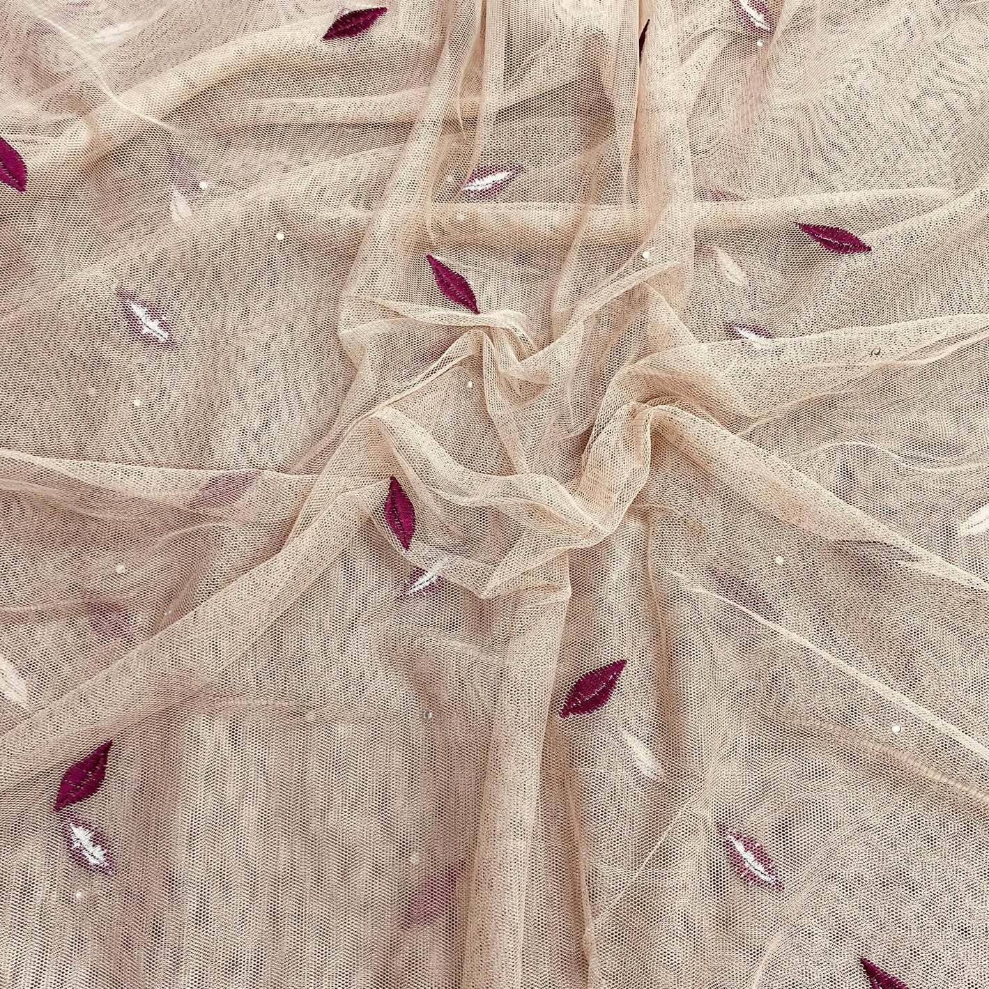 3 Metres Luxurious Embroidery Net - 45" Wide  (Beige)