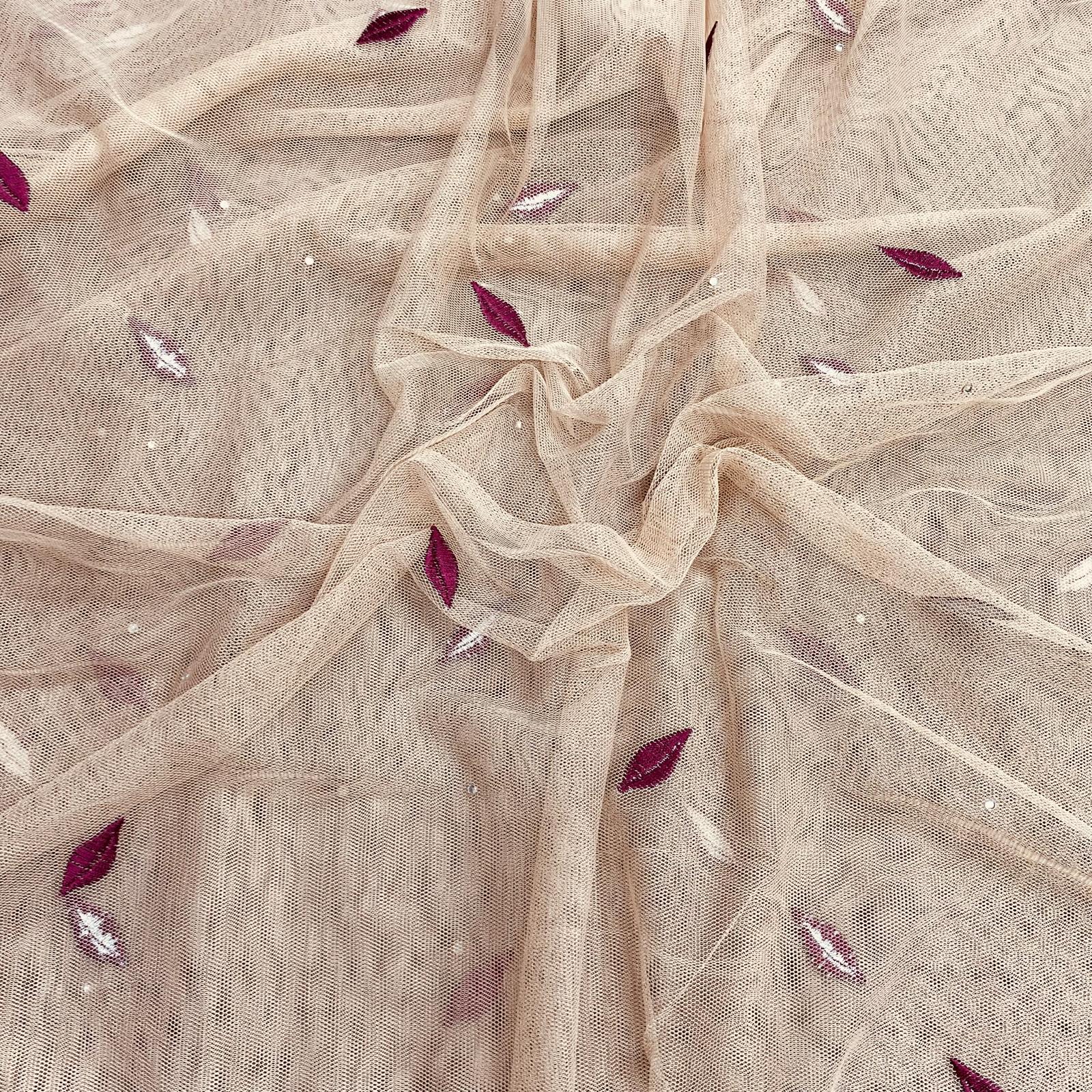 3 Metres Luxurious Embroidery Net - 45" Wide  (Beige)