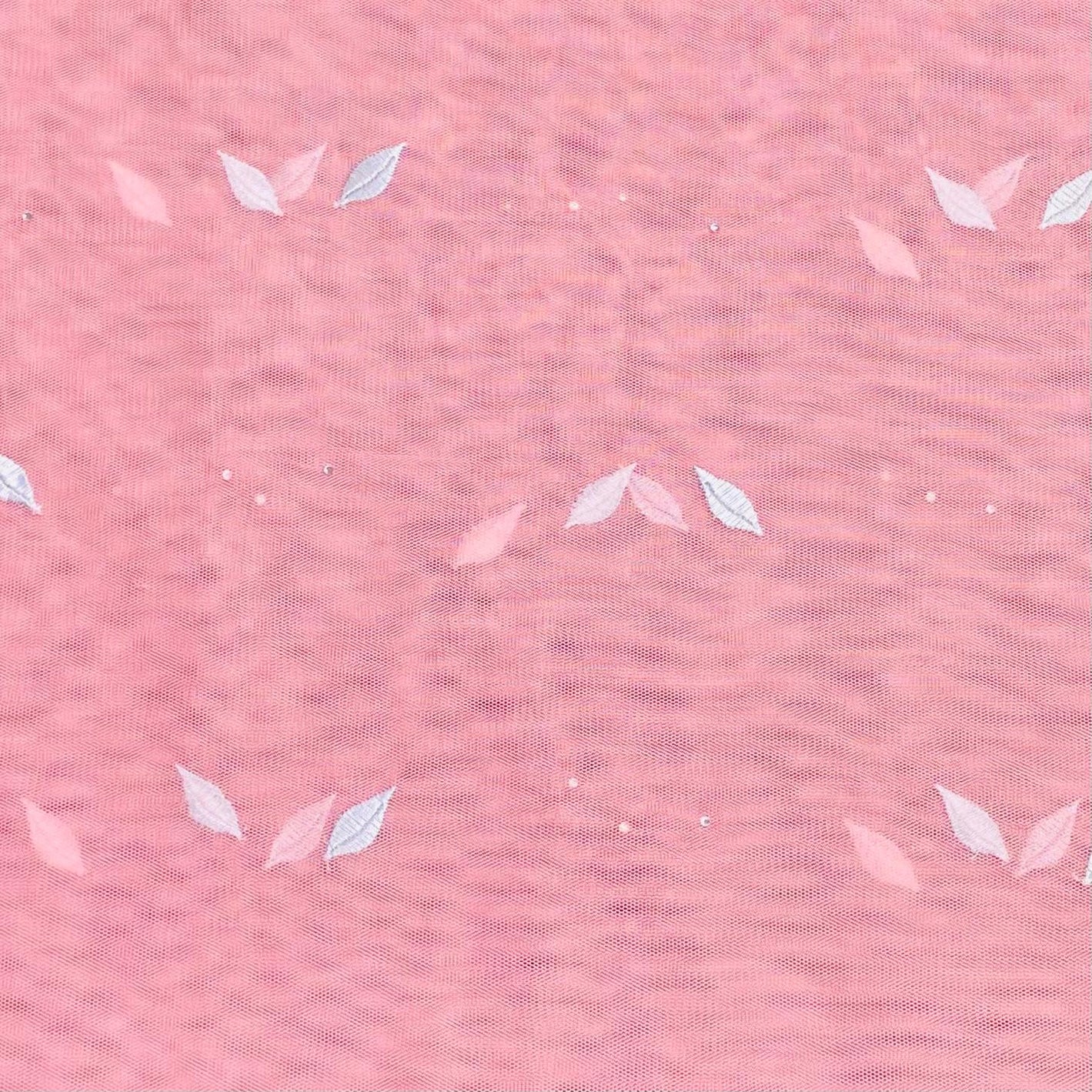 3 Metres Luxurious Embroidery Net - 45" Wide  (Peach & White)