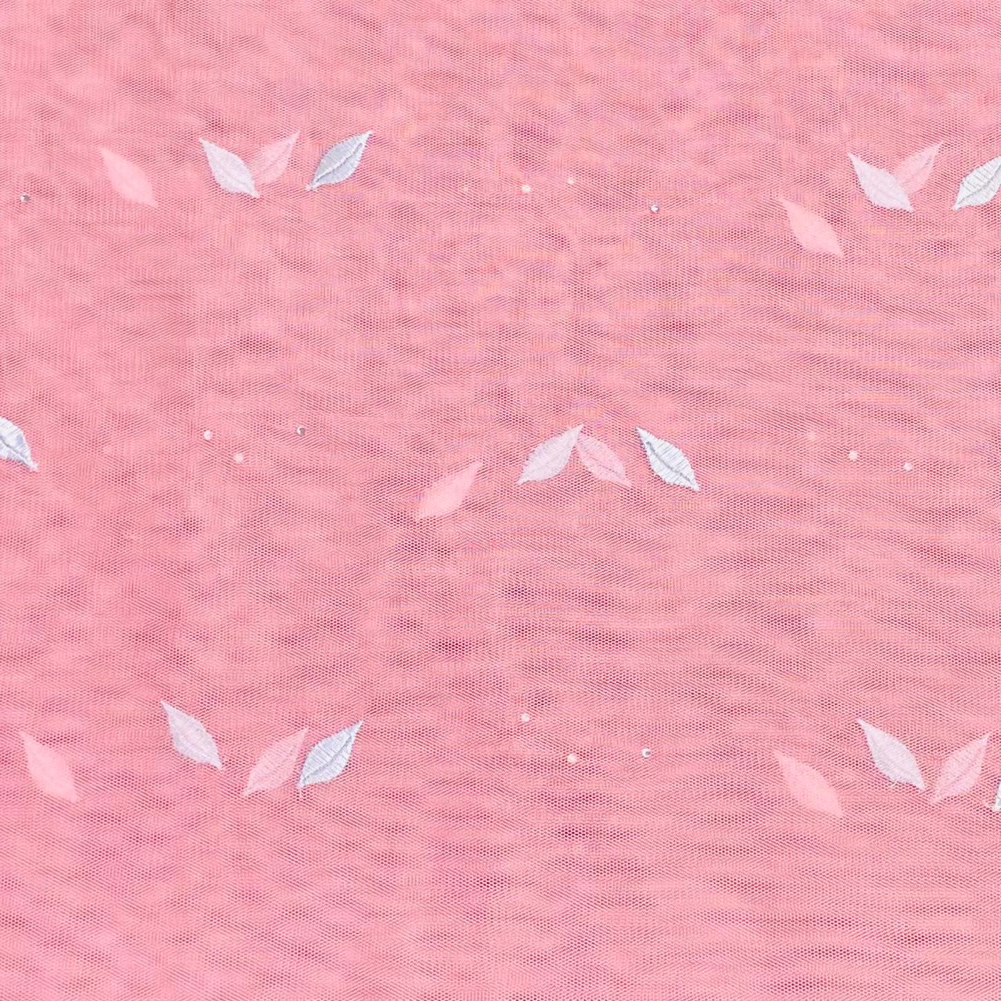 3 Metres Luxurious Embroidery Net - 45" Wide  (Peach & White)