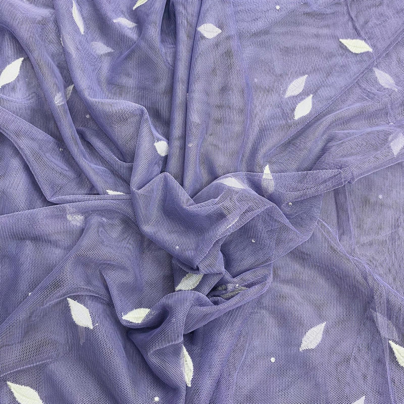 3 Metres Luxurious Embroidery Net - 45" Wide  (Purple & White)