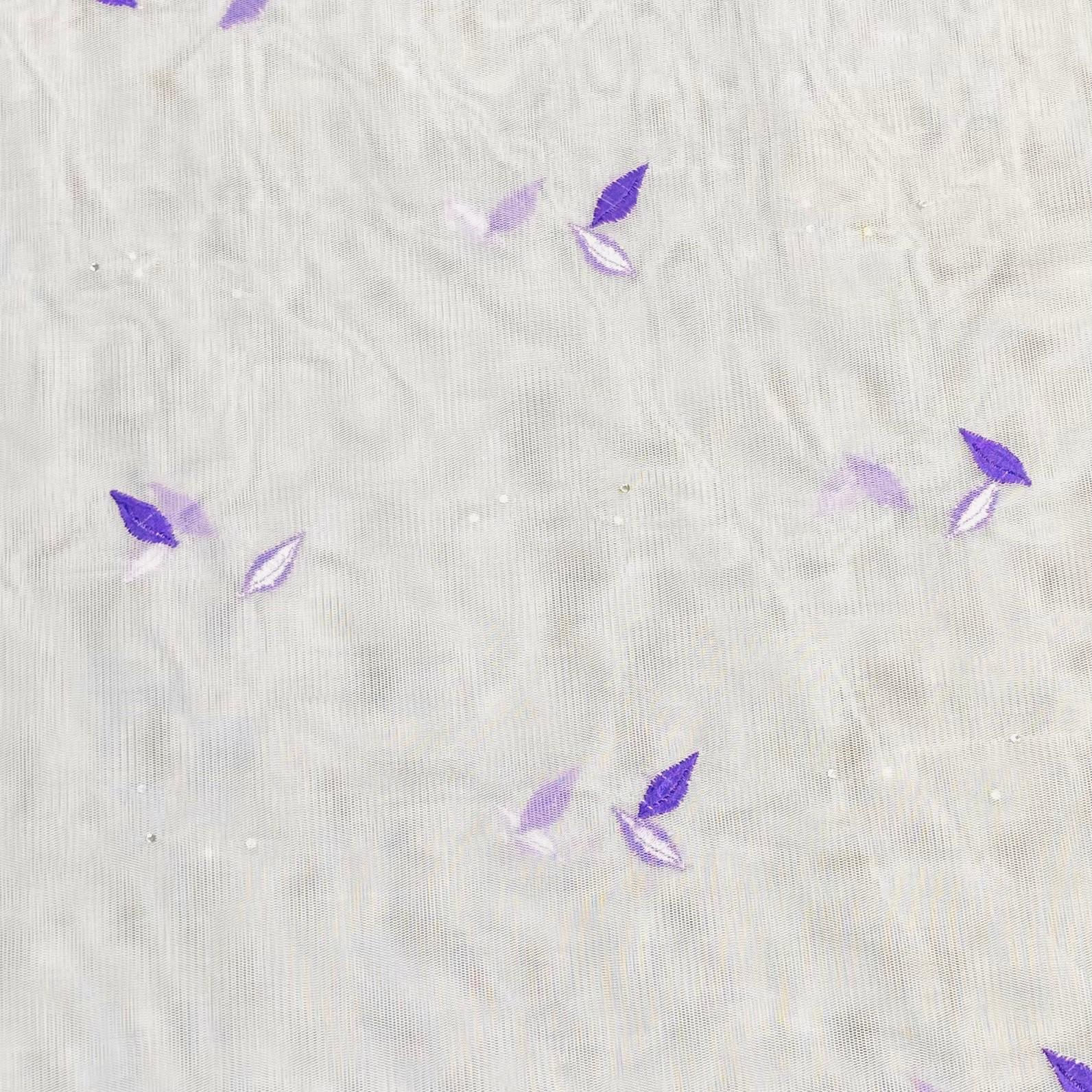 3 Metres Luxurious Embroidery Net - 45" Wide  (White & Purple)