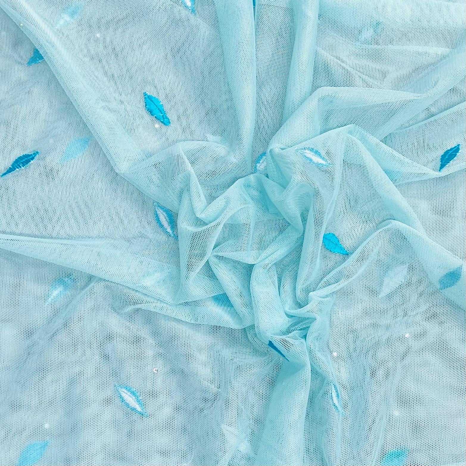 3 Metres Luxurious Embroidery Net - 55" Wide  (Sky)