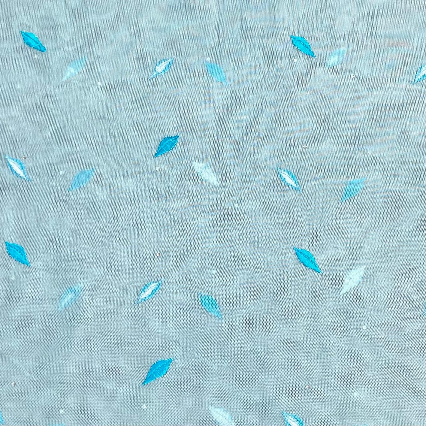 3 Metres Luxurious Embroidery Net - 55" Wide  (Sky)