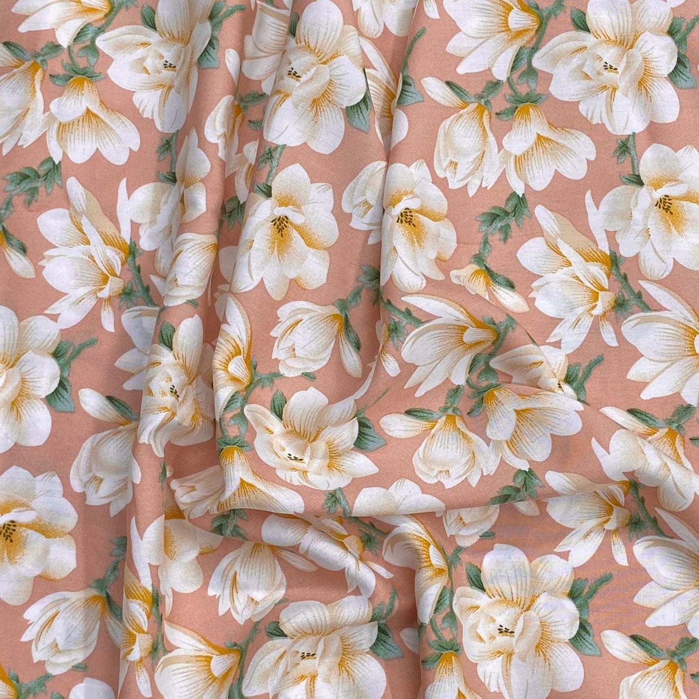 3 Metres, Premium Quality, Printed Dressmaking Viscose - 55" Wide (Pink Flower)