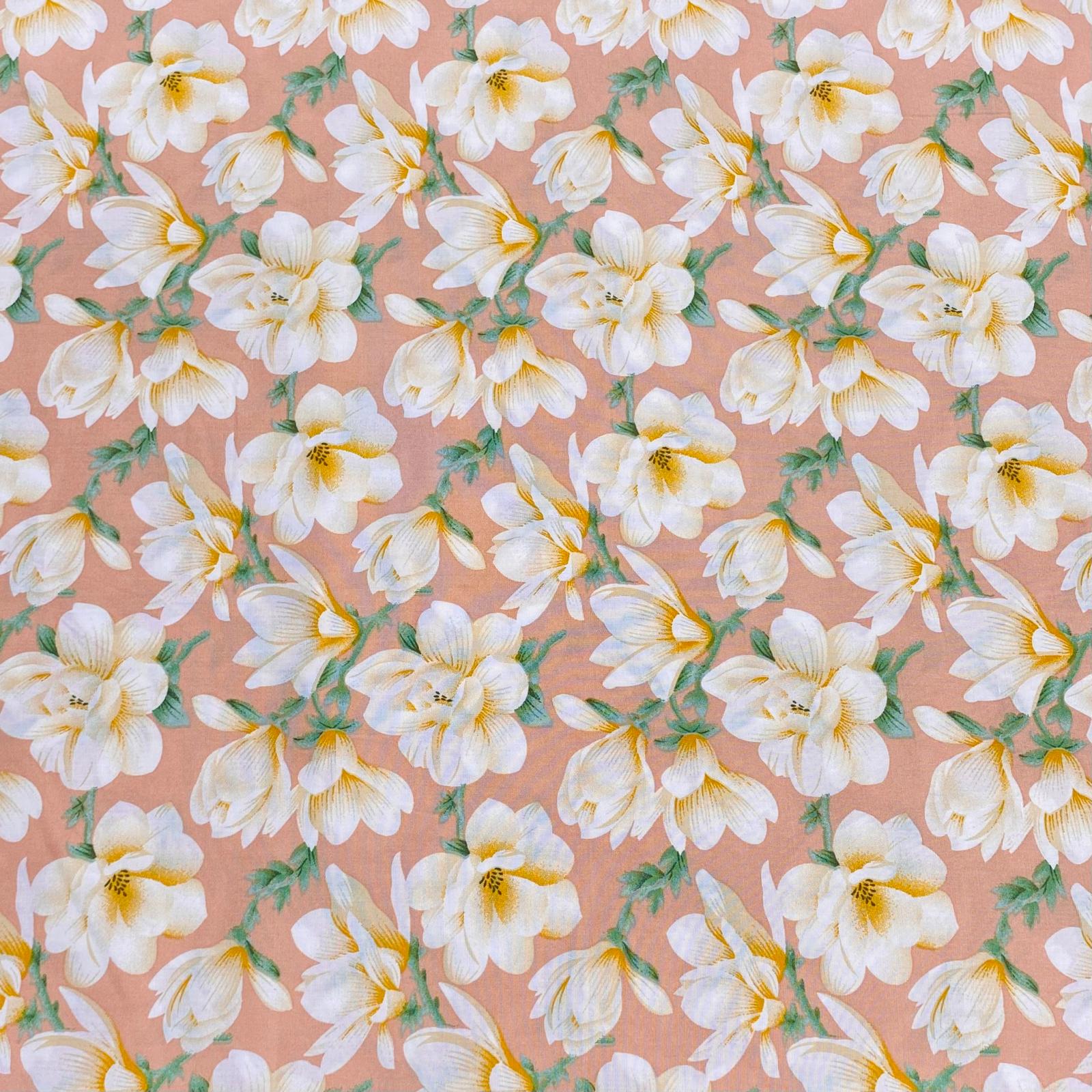 3 Metres, Premium Quality, Printed Dressmaking Viscose - 55" Wide (Pink Flower)