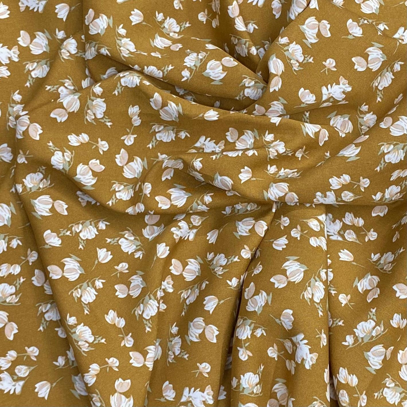3 Metres, Premium Quality, Printed Dressmaking Viscose - 55" Wide (Mustard)