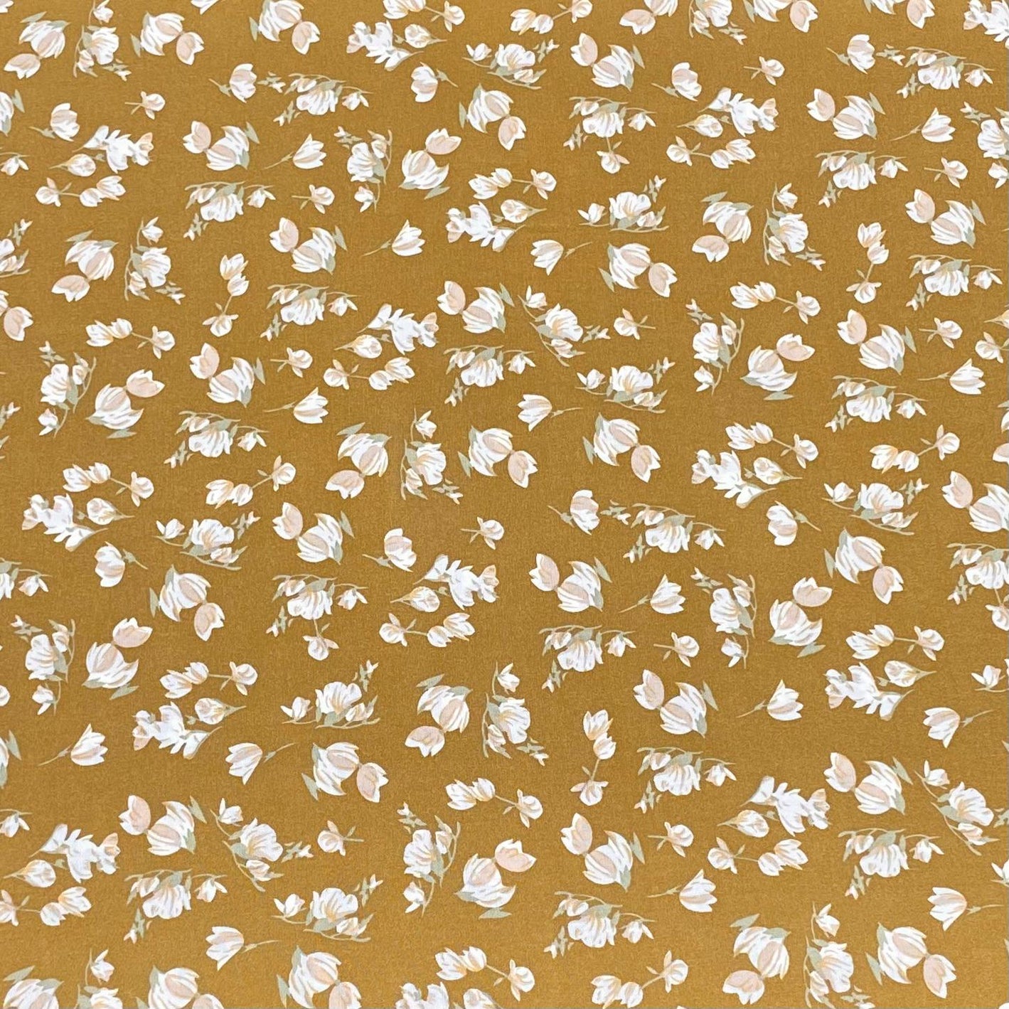 3 Metres, Premium Quality, Printed Dressmaking Viscose - 55" Wide (Mustard)