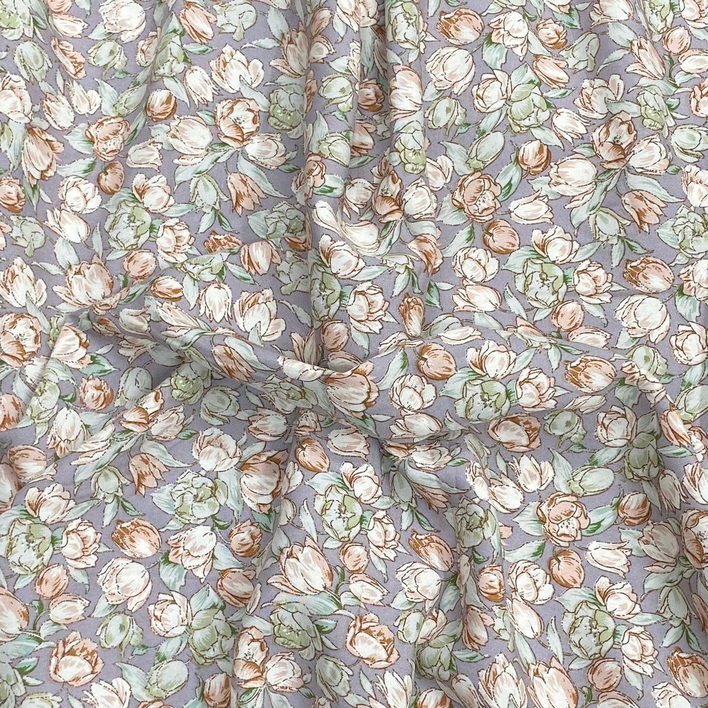 3 Metres, Premium Quality, Printed Dressmaking Viscose - 55" Wide (Grey Blossom)