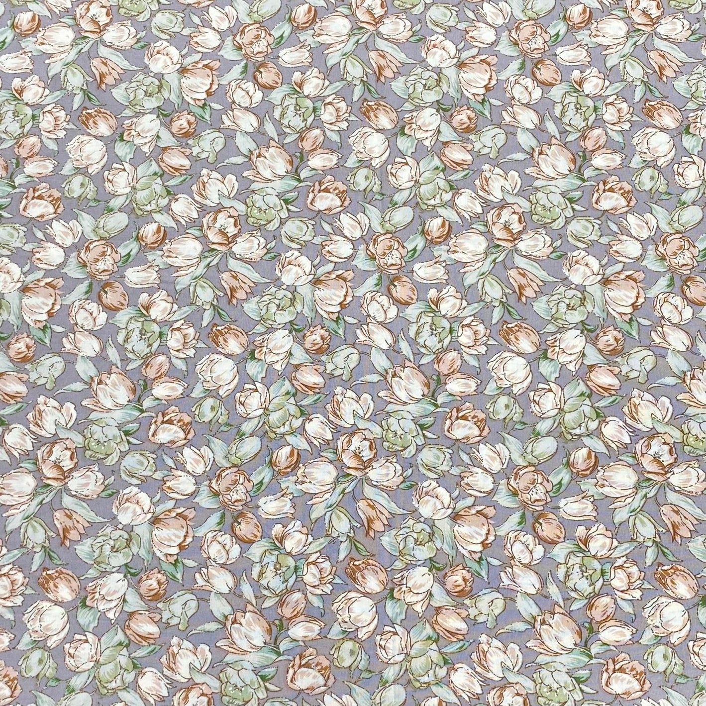 3 Metres, Premium Quality, Printed Dressmaking Viscose - 55" Wide (Grey Blossom)