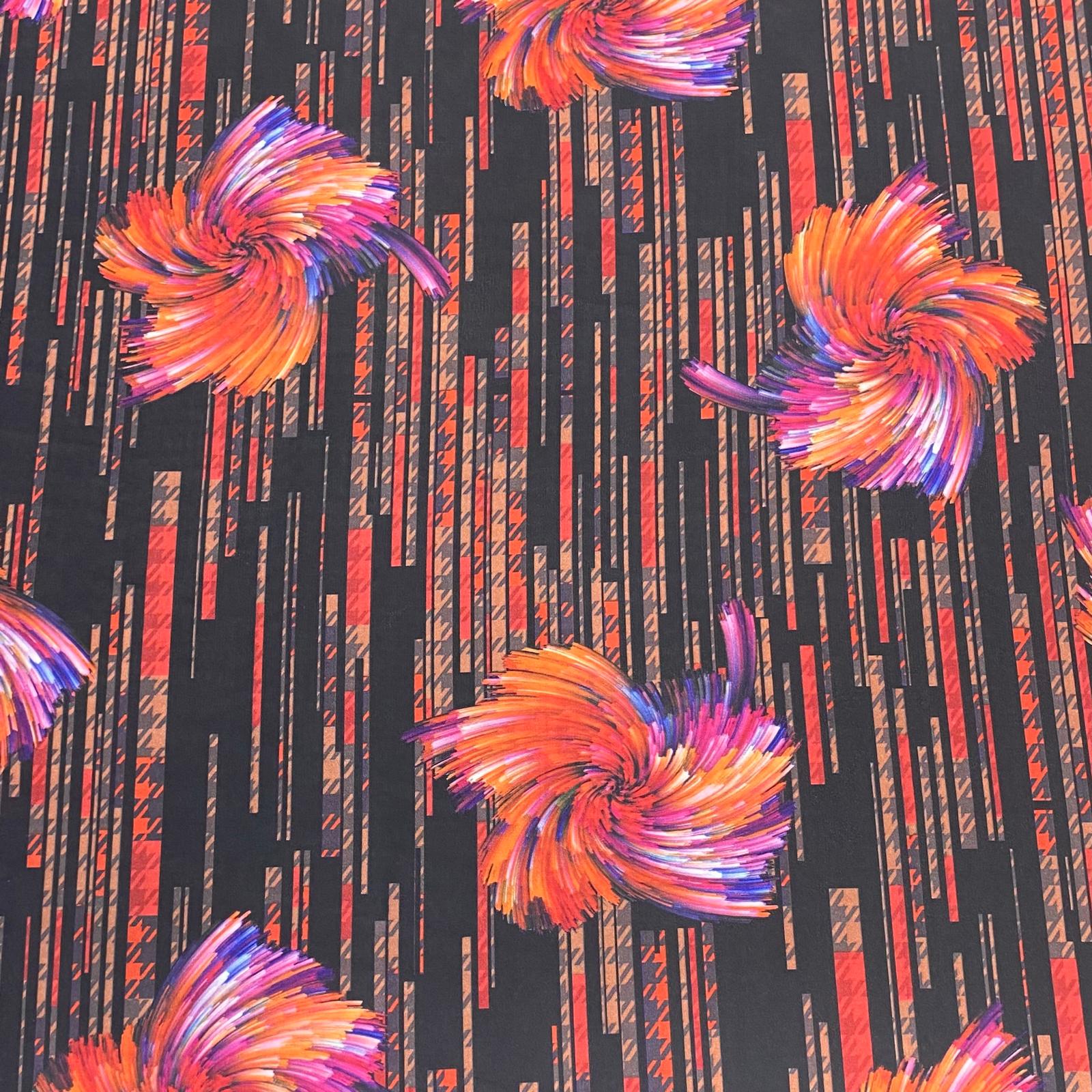 3 Metres Luxury Lounge Wear Printed Satin 55” Wide (Red Floral)