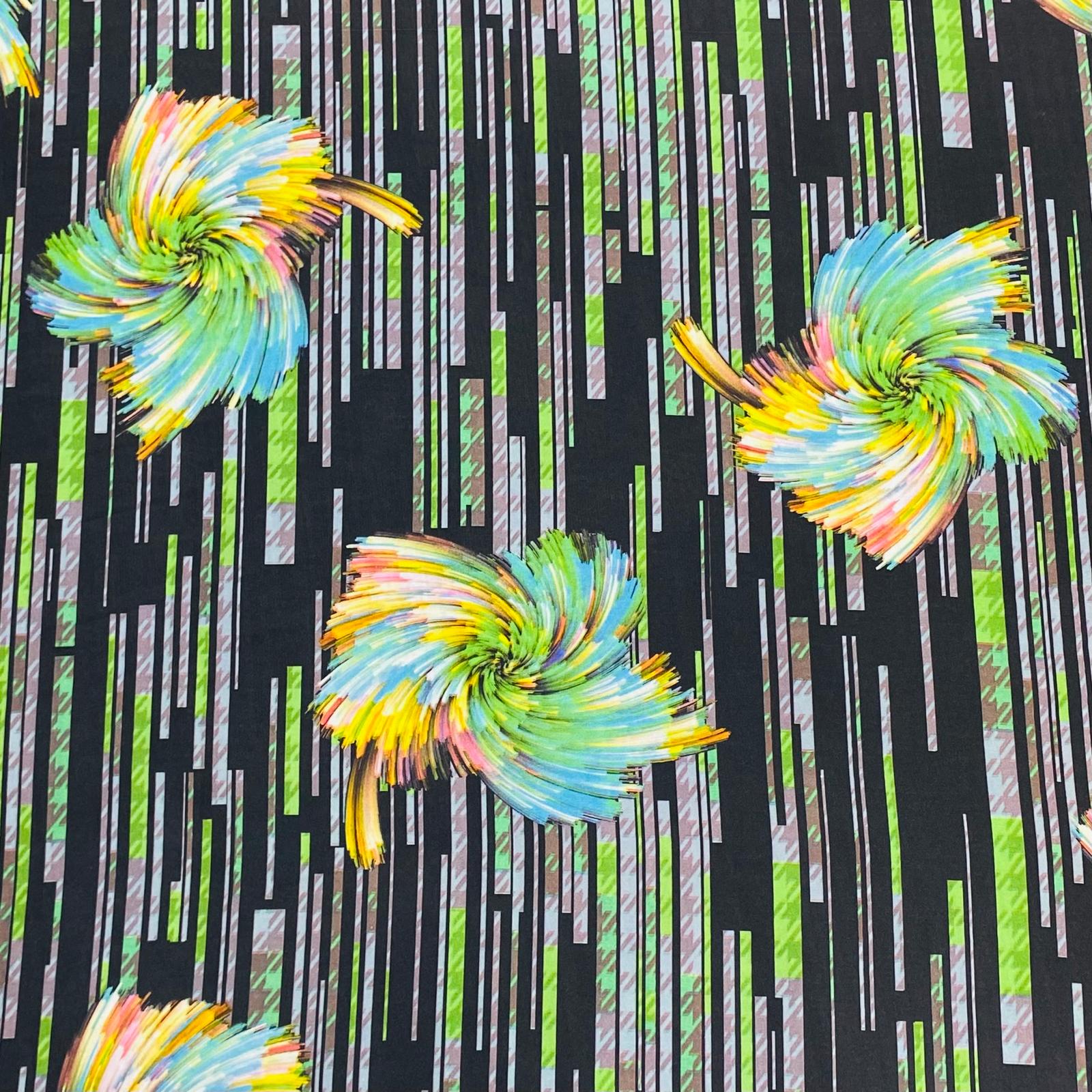 3 Metres Luxury Lounge Wear Printed Satin 55” Wide (Turquoise Floral)