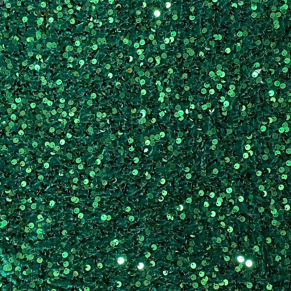 Luxurious Sequins On Velvet- 55" Wide - (Emerald)
