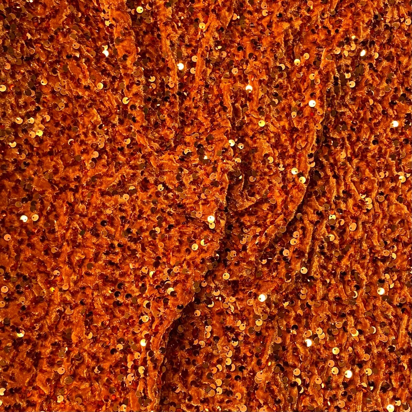 Luxurious Sequins On Velvet- 55" Wide - (Orange)
