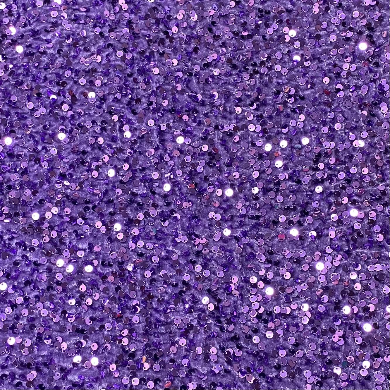 Luxurious Sequins On Velvet- 55" Wide - (Lilac)