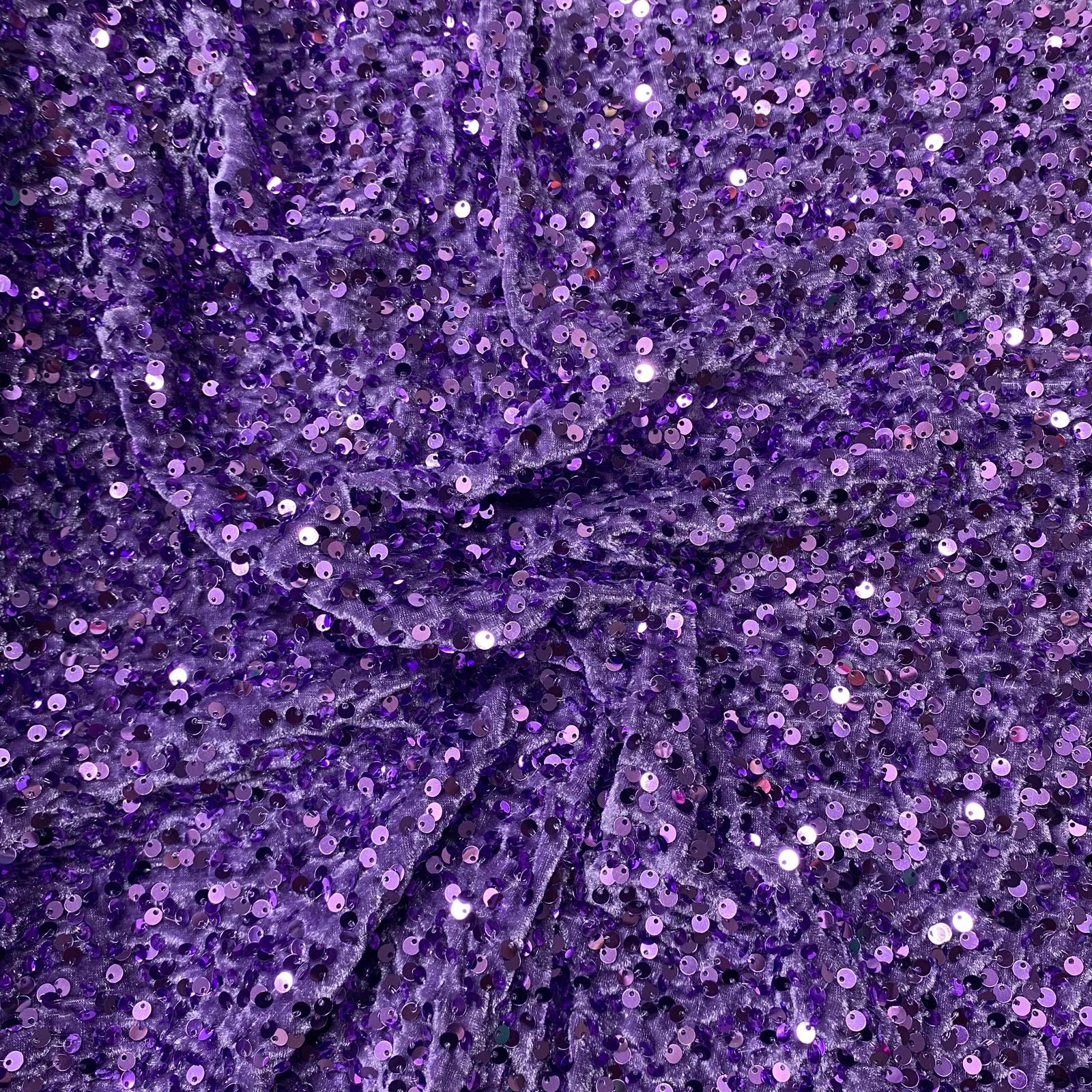 Luxurious Sequins On Velvet- 55" Wide - (Lilac)