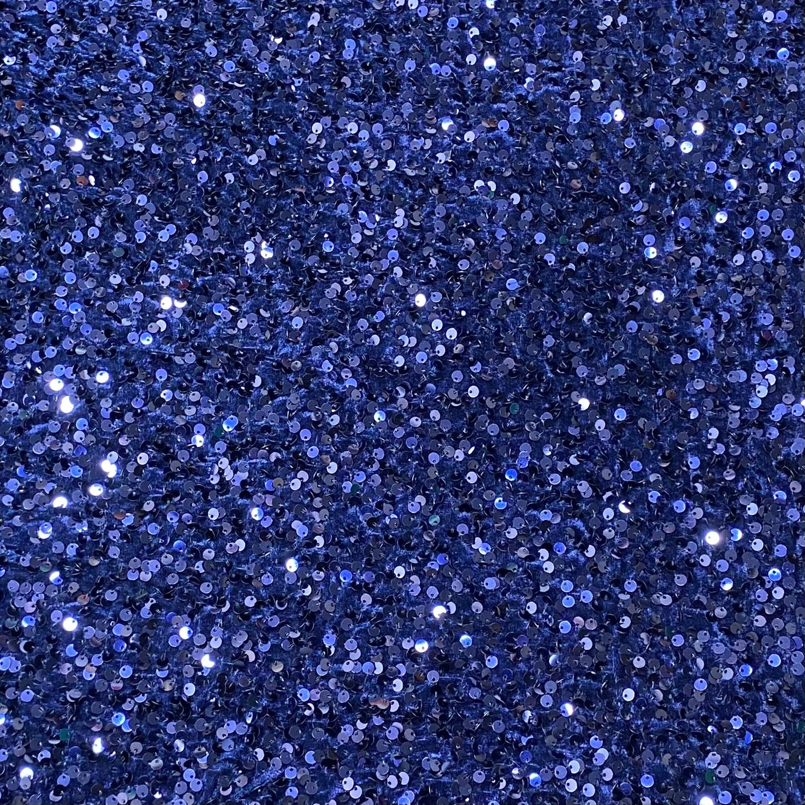 Luxurious Sequins On Velvet- 55" Wide - (Navy)