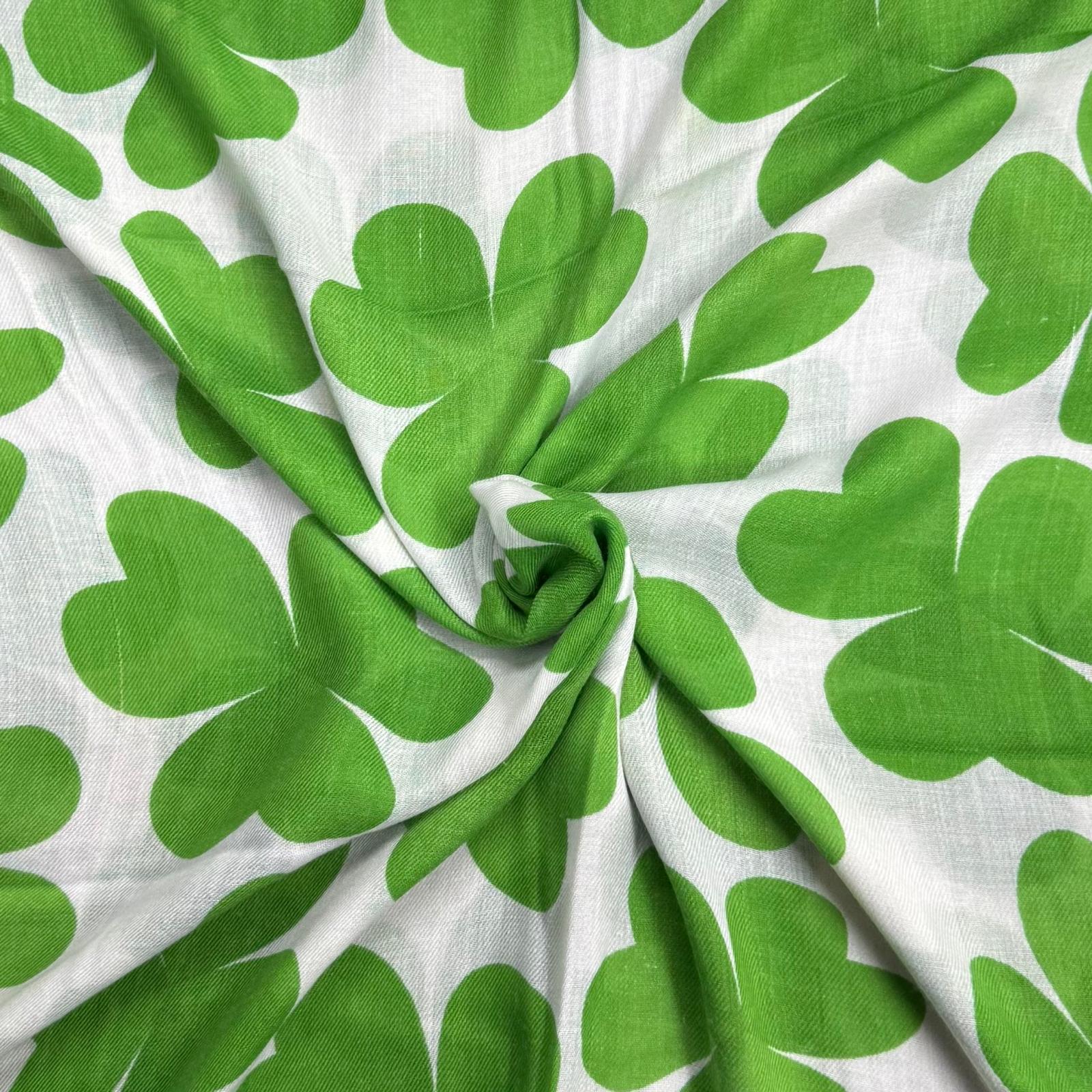 1.8 Metre Super Soft Pashmina Fabric - 37"-  (Green & White Roses)