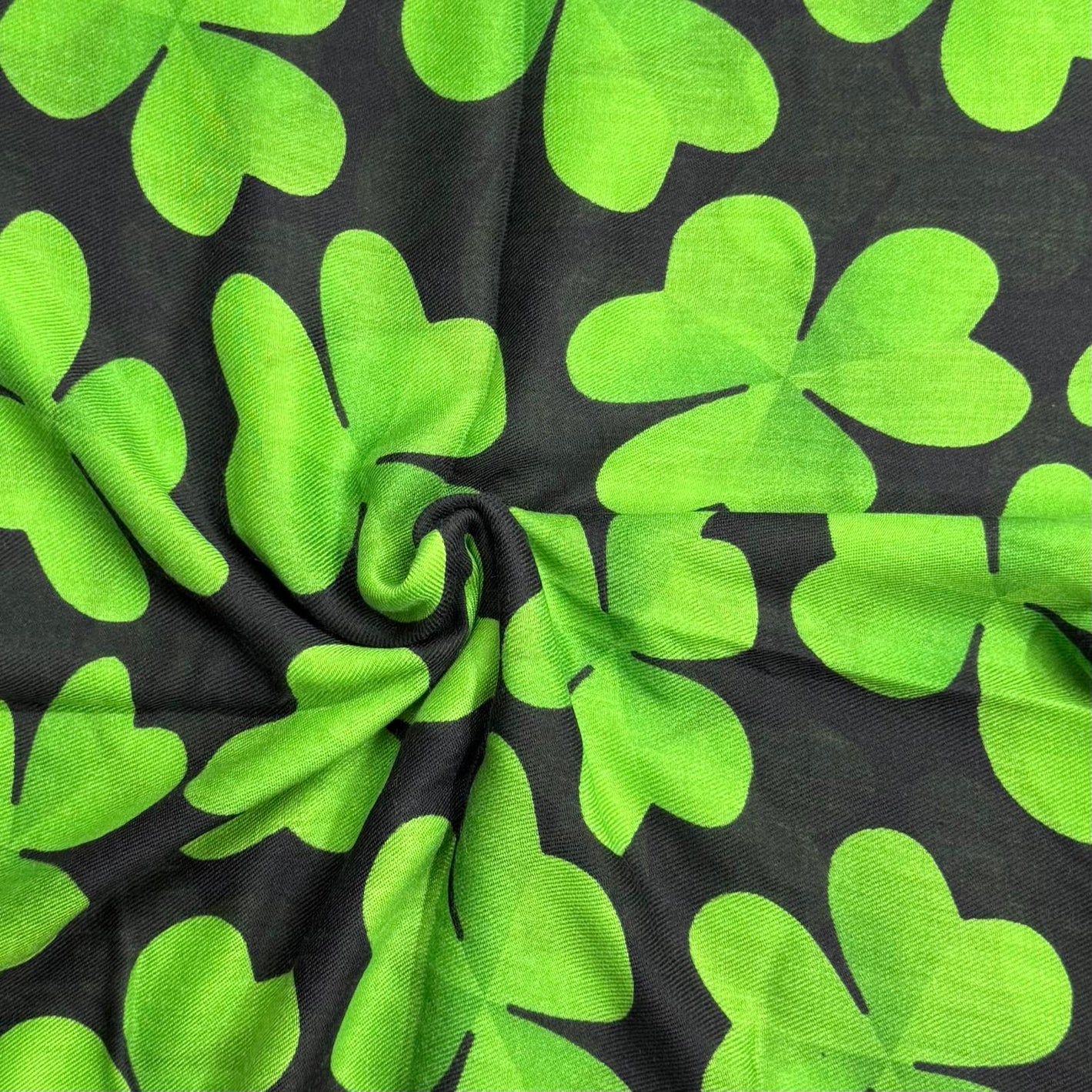 1.8 Metre Super Soft Pashmina Fabric - 37"-  (Green & Black Roses)