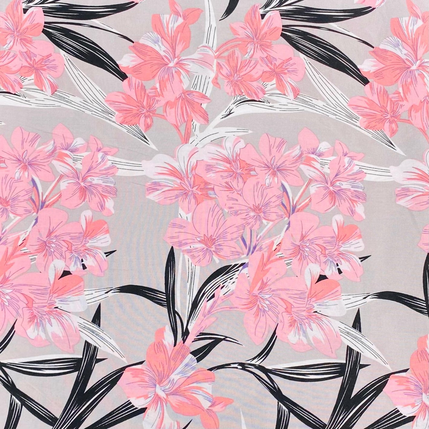3 Metres, Printed Summer Dressmaking Viscose Fabric - Grey Bamboo