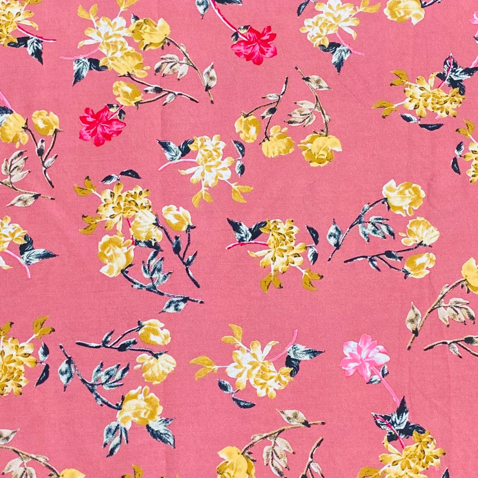 3 Metres, Printed Summer Dressmaking Viscose Fabric - Mauve