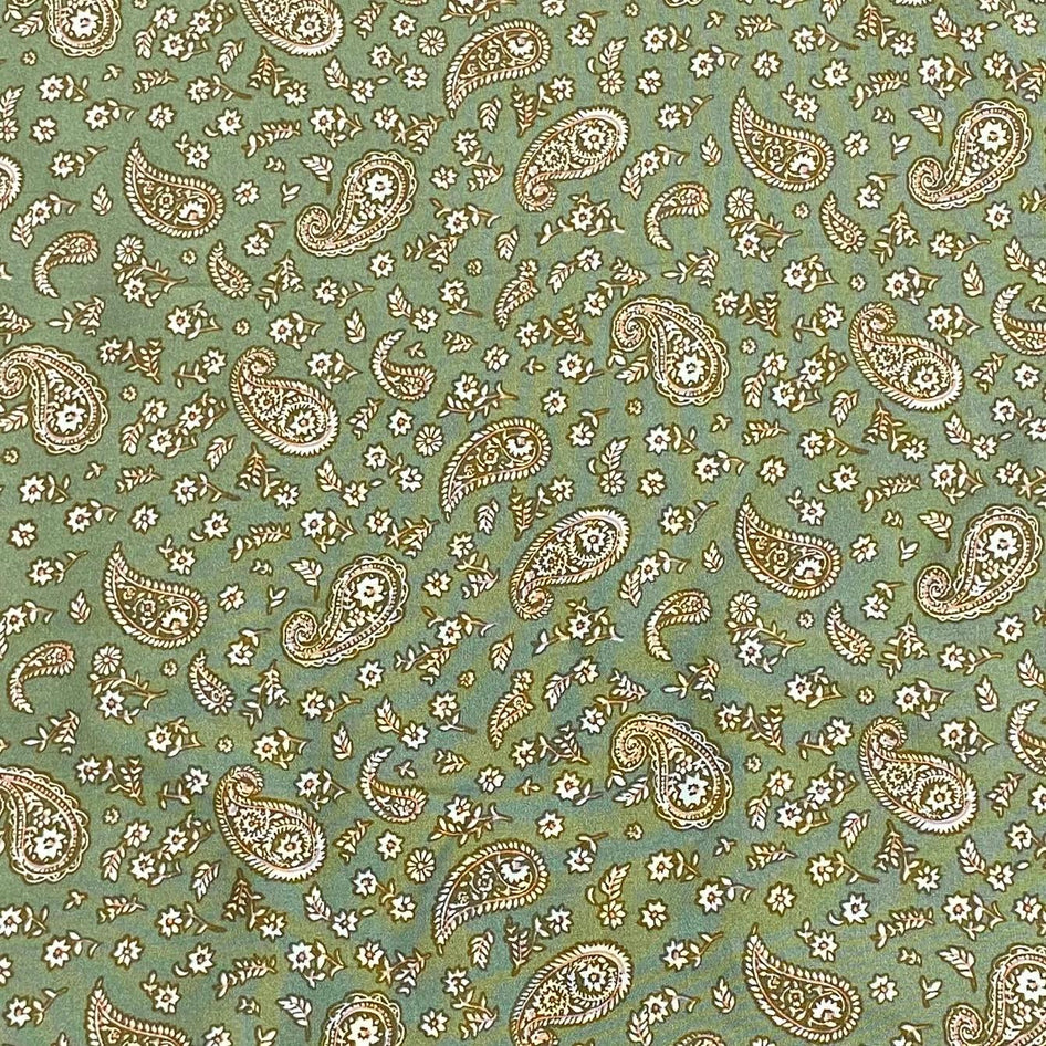 3 Metres, Printed Summer Dressmaking Viscose Fabric - Olive