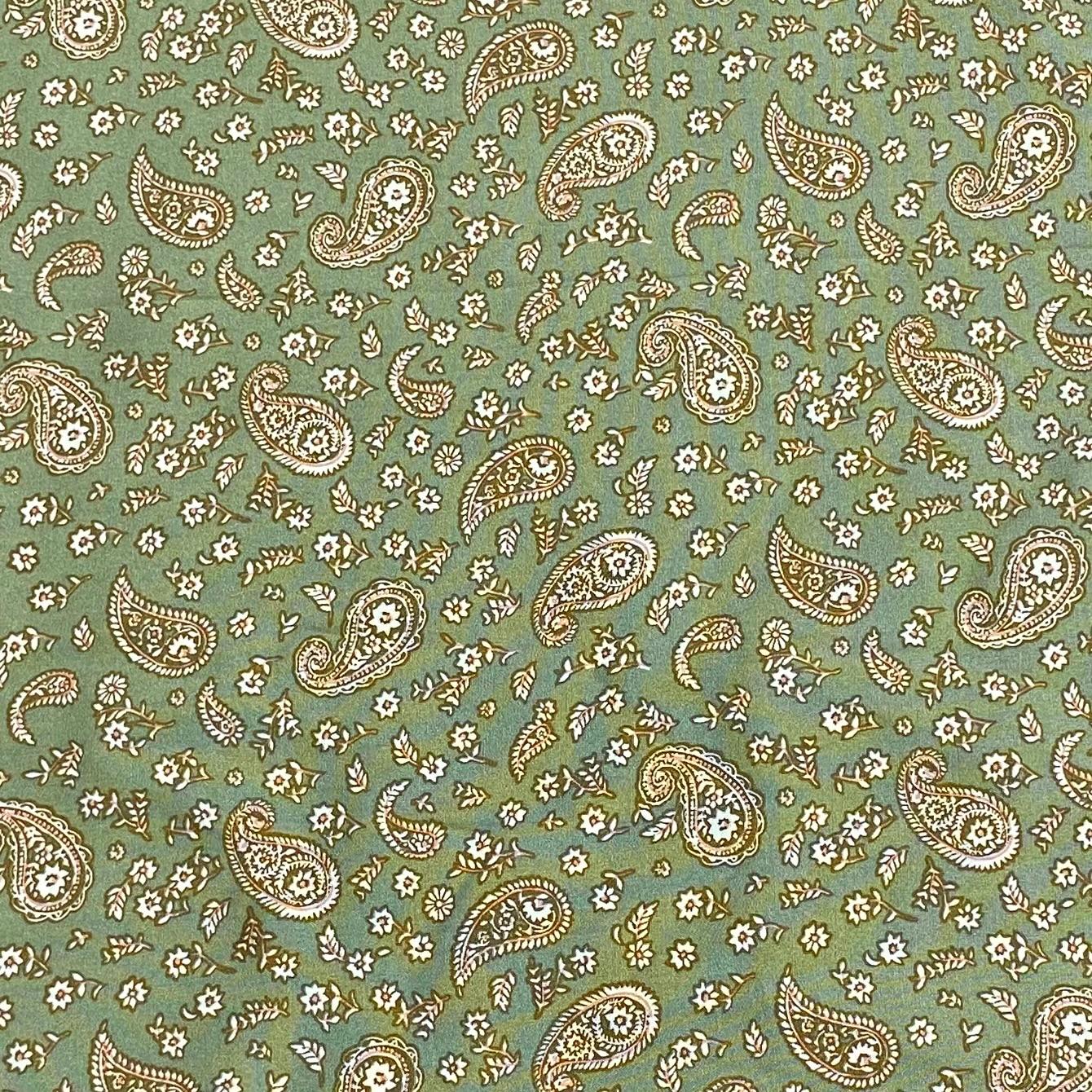 3 Metres, Printed Summer Dressmaking Viscose Fabric - Olive